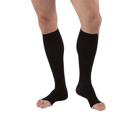 JOBST forMen Compression Socks, 20-30 mmHg, Knee High, Open Toe, Black, Small