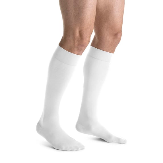 JOBST forMen Compression Socks, 8-15 mmHg, Knee High, Closed Toe, White, Small