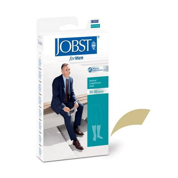 Jobst for Men Ribbed 20-30 Knee High Compression Socks Khaki Small