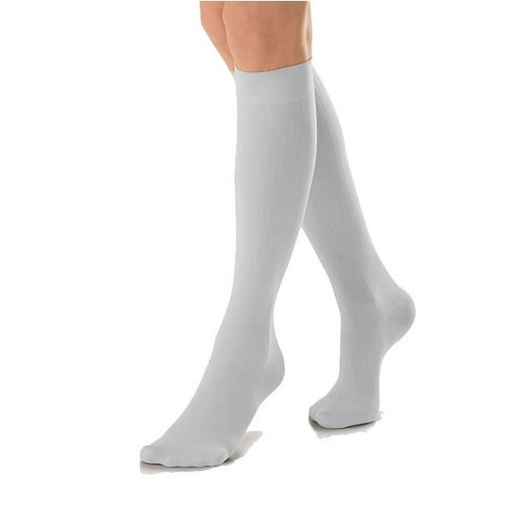 JOBST soSoft Knee High Compression Socks 8-15 mmHg Closed Toe - Ribbed White Small