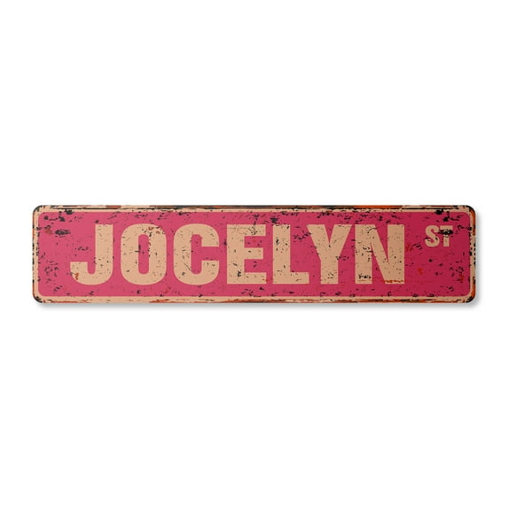 JOCELYN Vintage Aluminum Street Sign Childrens Name Room Metal Sign rustic metal tin | Indoor/Outdoor | 24" Wide