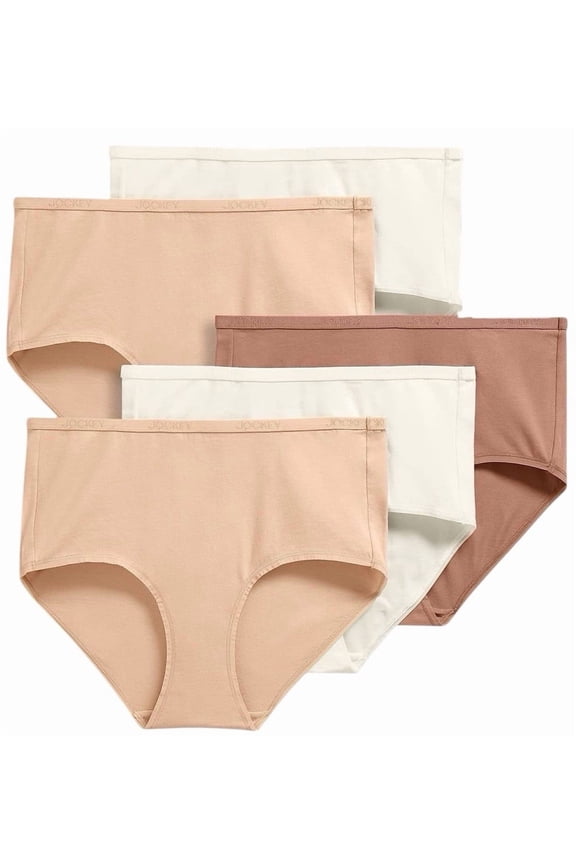 Womens 5-Pair Brief Panties Organic Cotton Stretch Beige 4663 Size S