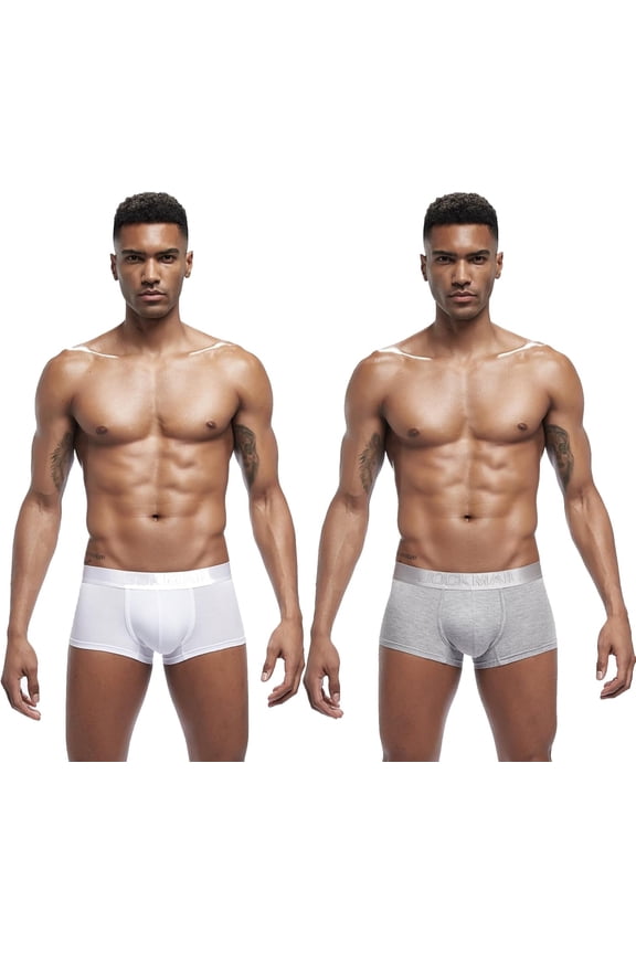 2PCS Men's Boxer Briefs Low Waist Modal Breathable Soft Boxers for Men Pack Hip Lift