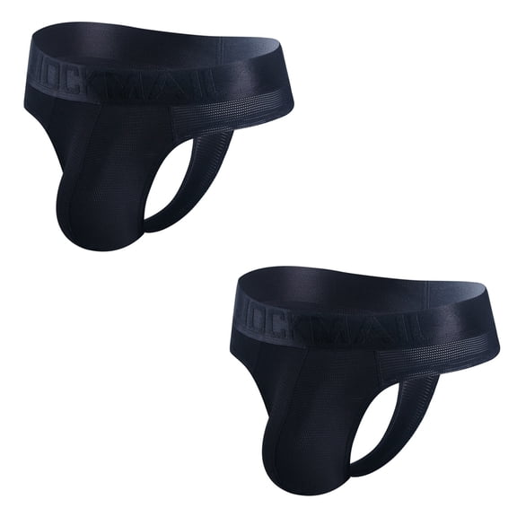 JOCKMAIL 2PCS/PACK Mens Thongs Jockstrap Comfortable Mens Sport Jockstrap Athletic Supporters Mens Thongs Pack