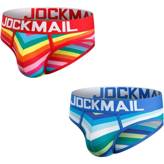 JOCKMAIL 2PCS/Pack Men Cotton Briefs Men's Underwear Briefs Low Waist Rainbow Men Underwear