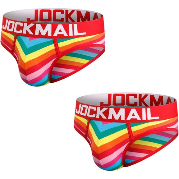 JOCKMAIL 2PCS/Pack Men Cotton Briefs Men's Underwear Briefs Low Waist Rainbow Men Underwear