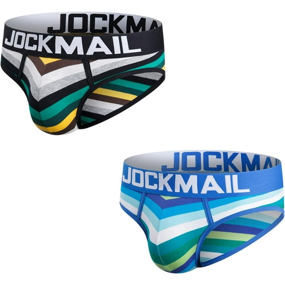 JOCKMAIL 2PCS/Pack Men Cotton Briefs Men's Underwear Briefs Low Waist Rainbow Men Underwear