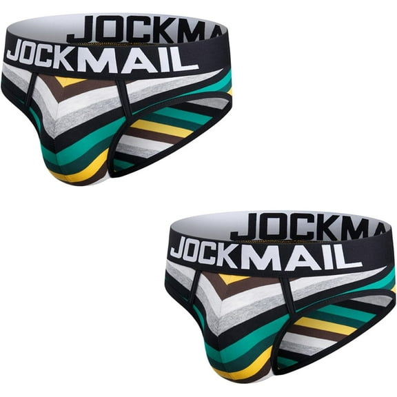 JOCKMAIL 2PCS/Pack Men Cotton Briefs Men's Underwear Briefs Low Waist Rainbow Men Underwear
