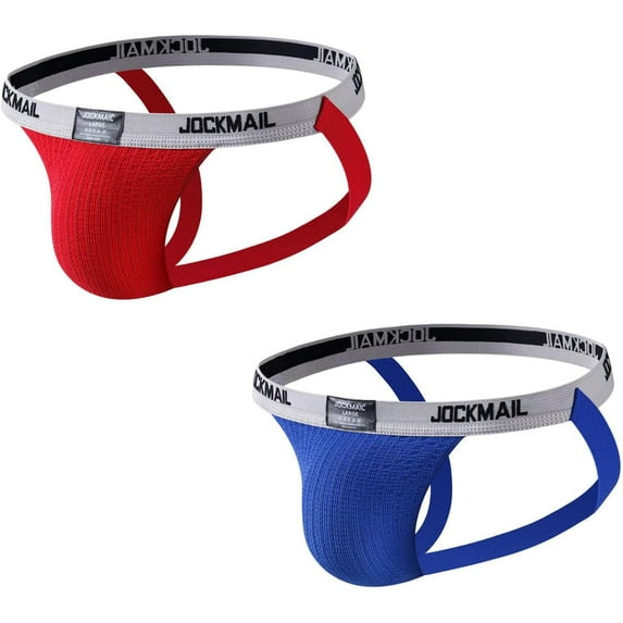 JOCKMAIL 2PCS/Pack Men's Jockstrap Low Waist Jock straps Underwear Gym Workout Strap Brief Men for Sport