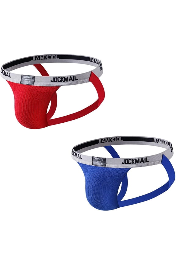 2PCS/Pack Men's Jockstrap Low Waist Jock straps Underwear Gym Workout Strap Brief Men for Sport