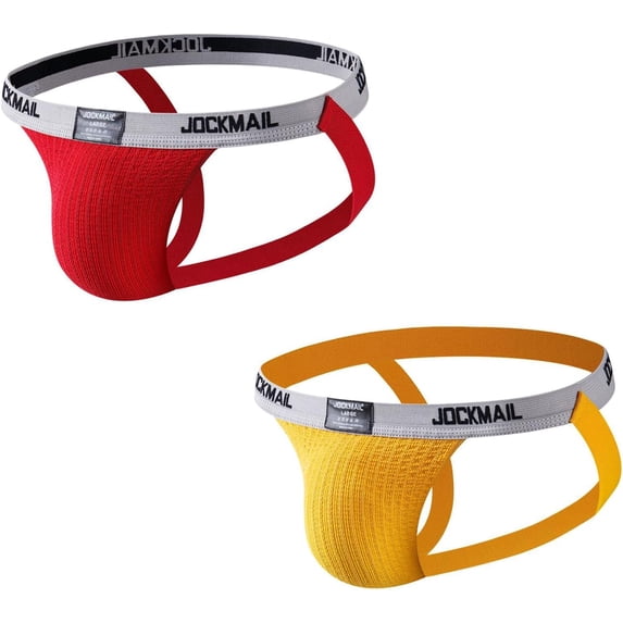 JOCKMAIL 2PCS/Pack Men's Jockstrap Low Waist Jock straps Underwear Gym Workout Strap Brief Men for Sport