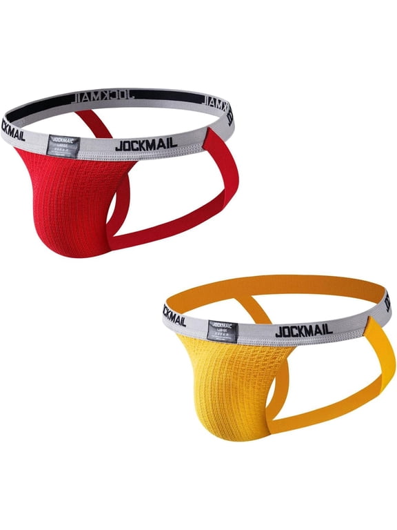 2PCS/Pack Men's Jockstrap Low Waist Jock straps Underwear Gym Workout Strap Brief Men for Sport