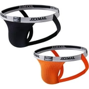JOCKMAIL 2PCS/Pack Mens Jockstrap Low Waist Jock straps Underwear Gym Workout Strap Brief Men for Sport