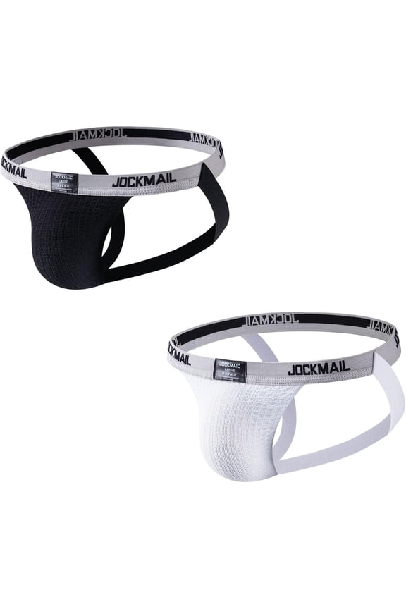 2PCS/Pack Men's Jockstrap Low Waist Jock straps Underwear Gym Workout Strap Brief Men for Sport
