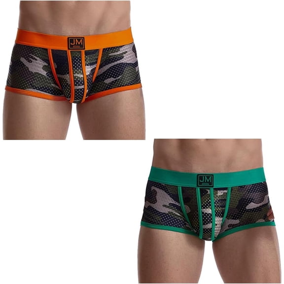 JOCKMAIL 2PCS/Pack Men's Underwear Boxer Briefs Breathable Mesh Boxer Brief Stretch Camouflage Underwear