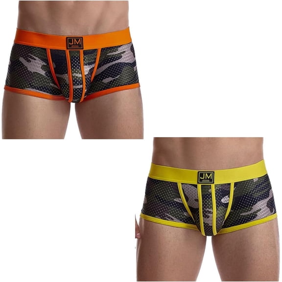 JOCKMAIL 2PCS/Pack Men's Underwear Boxer Briefs Breathable Mesh Boxer Brief Stretch Camouflage Underwear