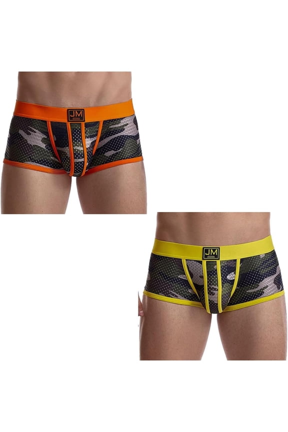 2PCS/Pack Men's Underwear Boxer Briefs Breathable Mesh Boxer Brief Stretch Camouflage Underwear