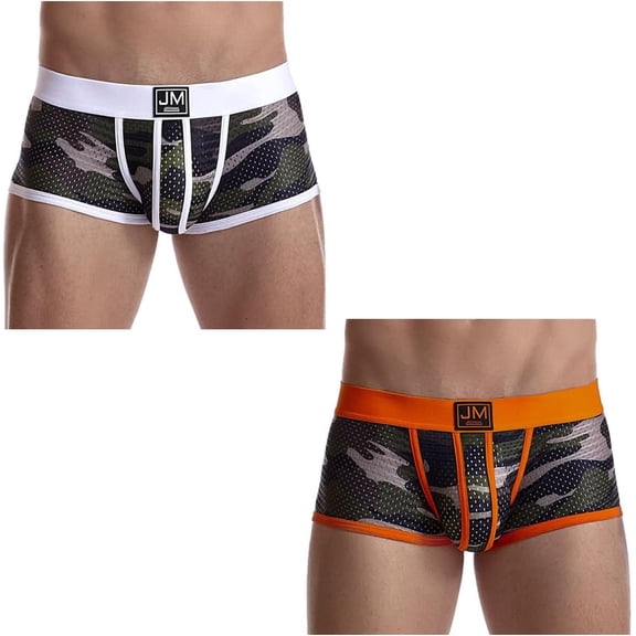 JOCKMAIL 2PCS/Pack Men's Underwear Boxer Briefs Breathable Mesh Boxer Brief Stretch Camouflage Underwear
