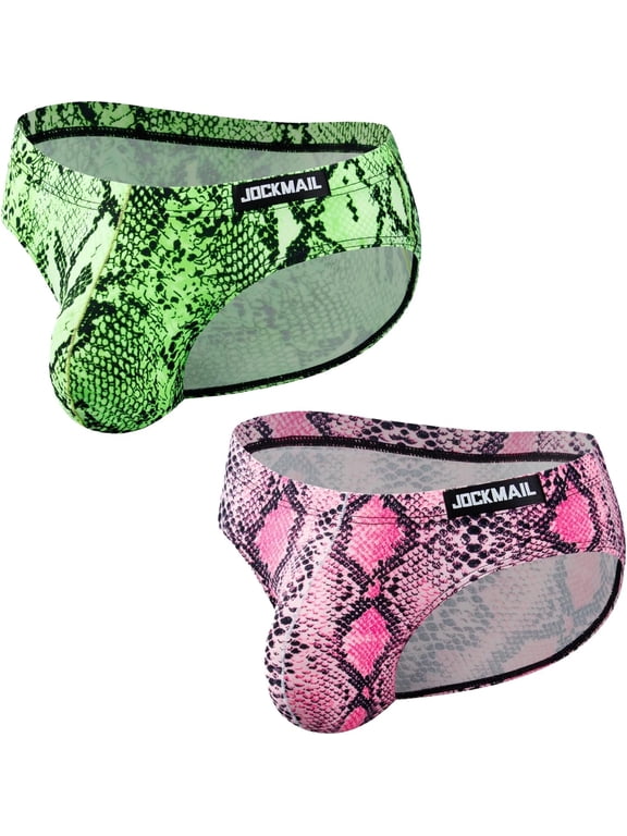 2PCS/Pack Men's Underwear Leopard Print Briefs Sexy Comfort Soft Stretch Classic Fit Serpentine Briefs