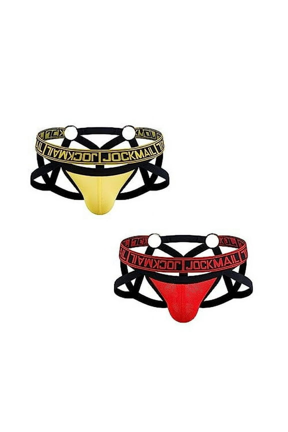 2PCS/Pack Mens Breathable Jockstrap Athletic Supporters for Men Mens Thong Jock Strap Male Underwear