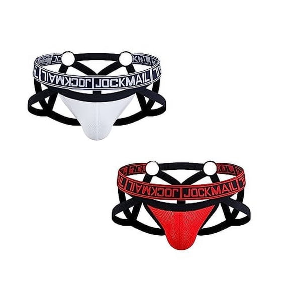 JOCKMAIL 2PCS/Pack Mens Breathable Jockstrap Athletic Supporters for Men Mens Thong Jock Strap Male Underwear