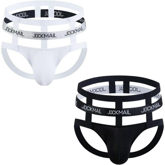 JOCKMAIL 2PCS/Pack Mens Breathable Jockstrap Mens Thong Jock Strap Male Underwear Low Rise Seamless Thongs