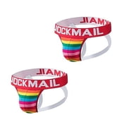JOCKMAIL 2PCS/Pack Mens Briefs Jock Strap Mens Thongs Athletic Supporter Rainbow Cotton Men Sport Underwear