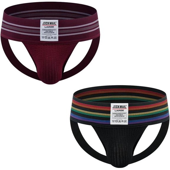 JOCKMAIL 2PCS/Pack Mens Jock Strap Briefs Men's Thongs Mens Athletic Underwear Mens Bikini Underwear