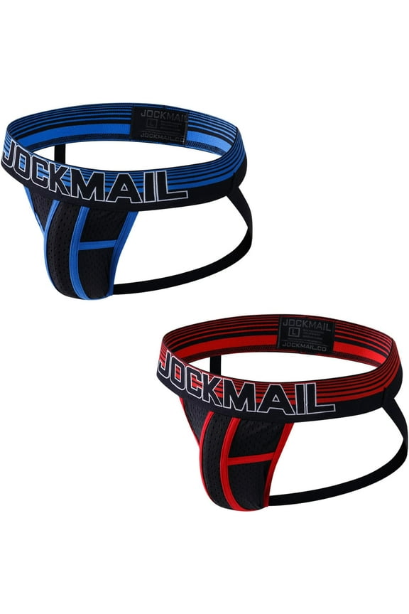 2PCS/Pack Mens Jock Straps Underwear Mens Briefs Mens Thongs Underwear Breathable Mens Bikini Underwear Pack