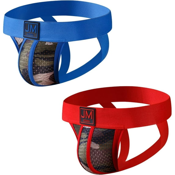 JOCKMAIL 2PCS/Pack Jock Strap for Men Underwear Camouflage Mesh Low Rise Stretch Mens Jockstraps