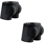JOCKMAIL 2PCS/Pack Mens Padded Boxer Brief for Enhancing Buttocks Male Underpants Boxers Pack of 2 Padding Underwear