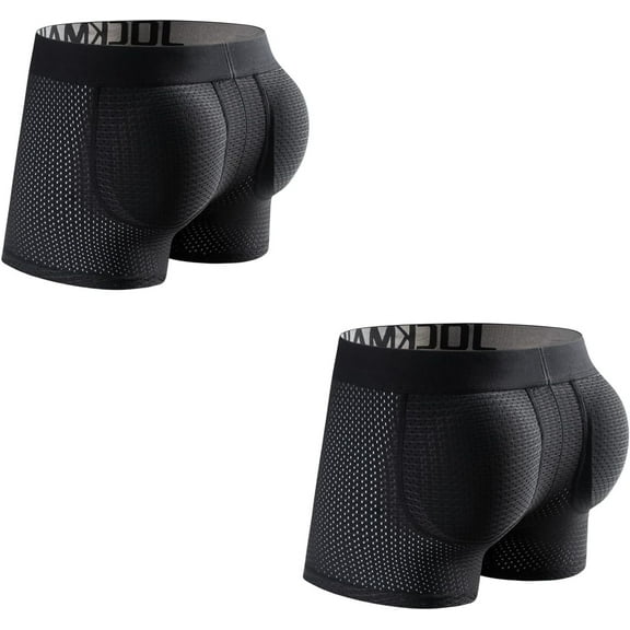JOCKMAIL 2PCS/Pack Mens Padded Boxer Brief for Enhancing Buttocks Male Underpants Boxers Pack of 2 Padding Underwear