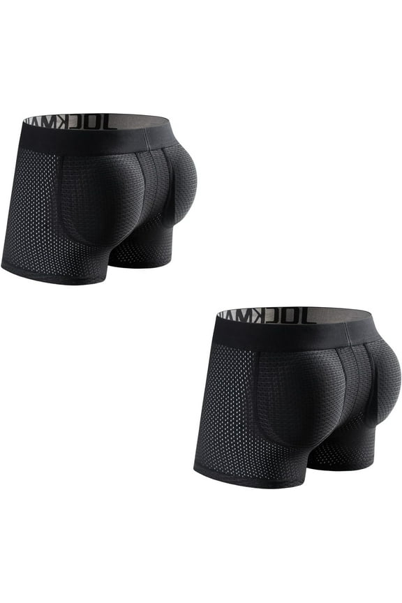 2PCS/Pack Mens Padded Boxer Brief for Enhancing Buttocks Male Underpants Boxers Pack of 2 Padding Underwear