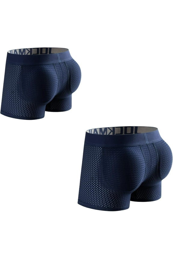 2PCS/Pack Mens Padded Boxer Brief for Enhancing Buttocks Male Underpants Boxers Pack of 2 Padding Underwear