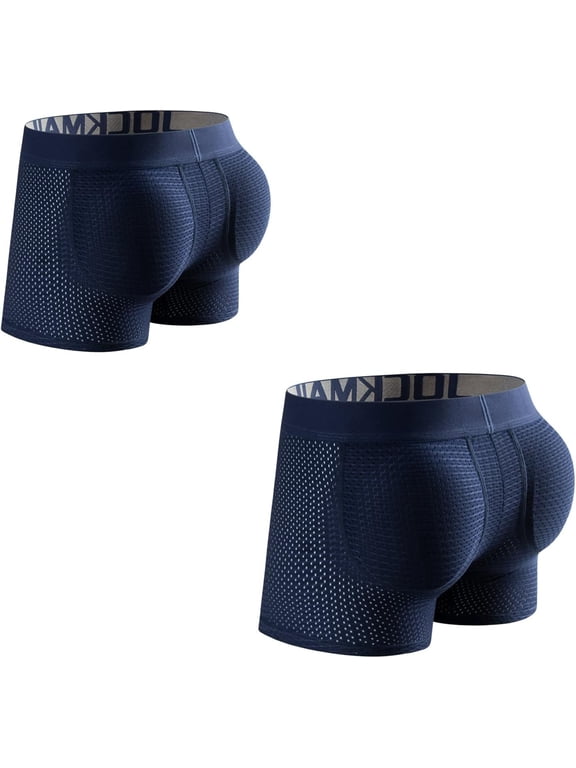 2PCS/Pack Mens Padded Boxer Brief for Enhancing Buttocks Male Underpants Boxers Pack of 2 Padding Underwear