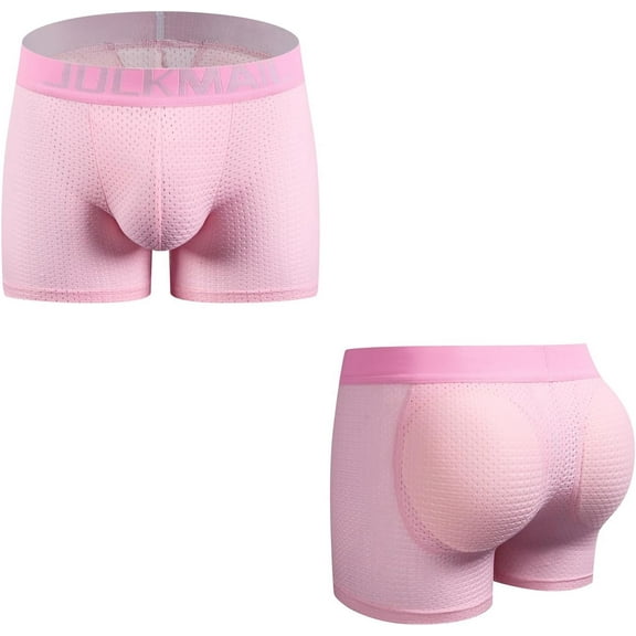 JOCKMAIL 2PCS/Pack Mens Padded Boxer Brief for Enhancing Buttocks Male Underpants Boxers Pack of 2 Padding Underwear