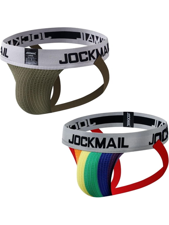2Pack/PCS Men's Thongs Athletic Supporter Men's Briefs Rainbow Underwear Gym Workout