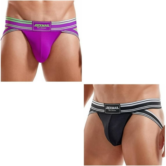 JOCKMAIL 2Piecs/Pack Men Jockstrap Underwear Sexy Jock strap for Men Mens Athletic Supporter Jockstrap