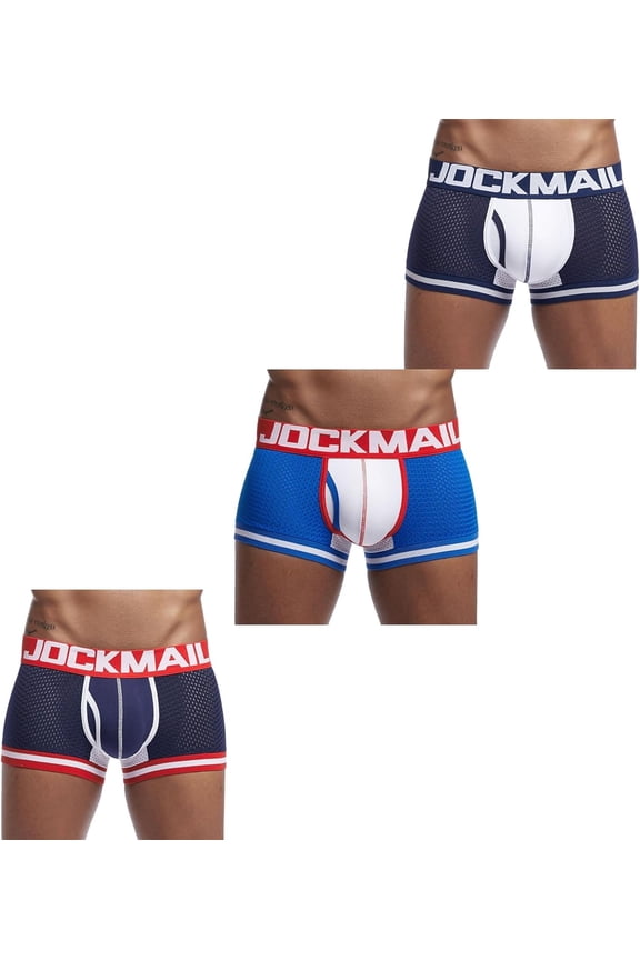 3PCS/PACK  Men's  Boxer Briefs Mesh  Underwear Mens Sport Performance Breathable Trunks Short Leg