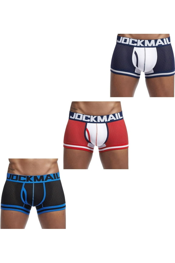 3PCS/PACK Men's Boxer Briefs Mesh Underwear Mens Sport Performance Breathable Trunks Short Leg