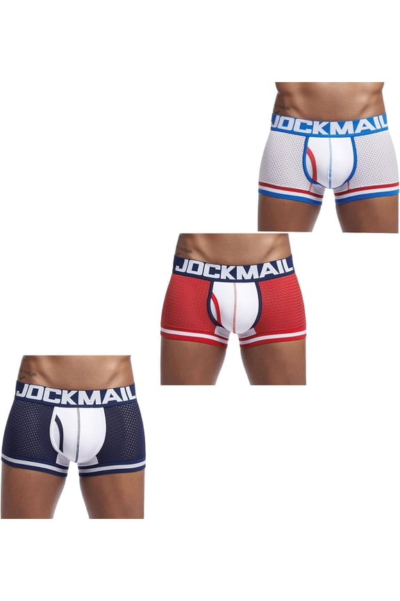 3PCS/PACK Men's Boxer Briefs Mesh Underwear Mens Sport Performance Breathable Trunks Short Leg
