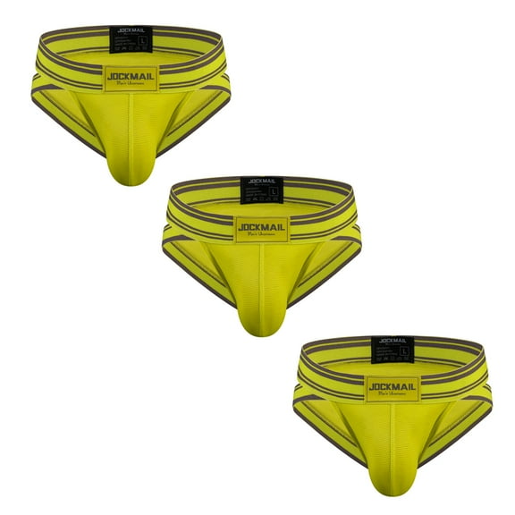 JOCKMAIL 3PCS/PACK Mens Underwear Briefs Wide Belt Striped Athletic Sports Underwear Mens Underpants