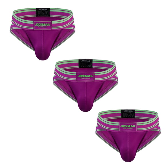 JOCKMAIL 3PCS/PACK Mens Underwear Briefs Wide Belt Striped Athletic Sports Underwear Mens Underpants