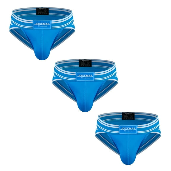JOCKMAIL 3PCS/PACK Mens Underwear Briefs Wide Belt Striped Athletic Sports Underwear Mens Underpants