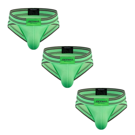 JOCKMAIL 3PCS/PACK Mens Underwear Briefs Wide Belt Striped Athletic Sports Underwear Mens Underpants