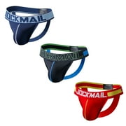 JOCKMAIL 3PCS / PACK ملابس داخلية Jockstrap شبكة تنفس Jockstrap أنصار رياضيين حزام Jock للرجال