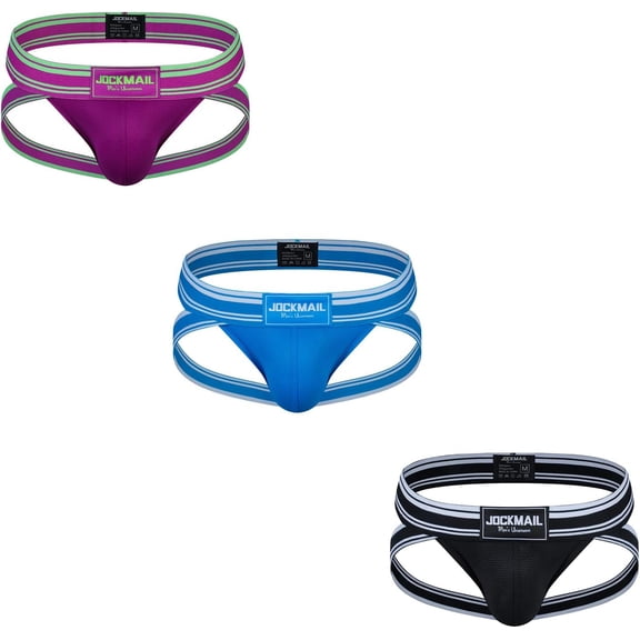 JOCKMAIL 3PCS/Pack Men Jockstrap Underwear Athletic Supporter Jockstrap Low Rise Men Briefs Jockstrap Sport Underwear