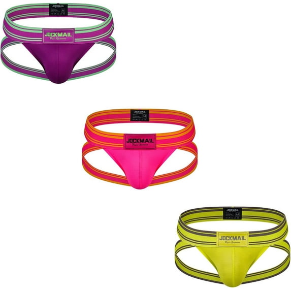 JOCKMAIL 3PCS/Pack Men Jockstrap Underwear Athletic Supporter Jockstrap Low Rise Men Briefs Jockstrap Sport Underwear