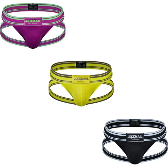 JOCKMAIL 3PCS/Pack Men Jockstrap Underwear Athletic Supporter Jockstrap Low Rise Men Briefs Jockstrap Sport Underwear