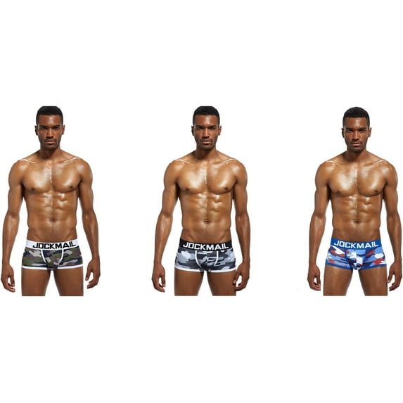 JOCKMAIL 3PCS/Pack Mens Boxer Briefs Men's Underwear Low Rise Mens Boxers Camouflage Underwear Sport